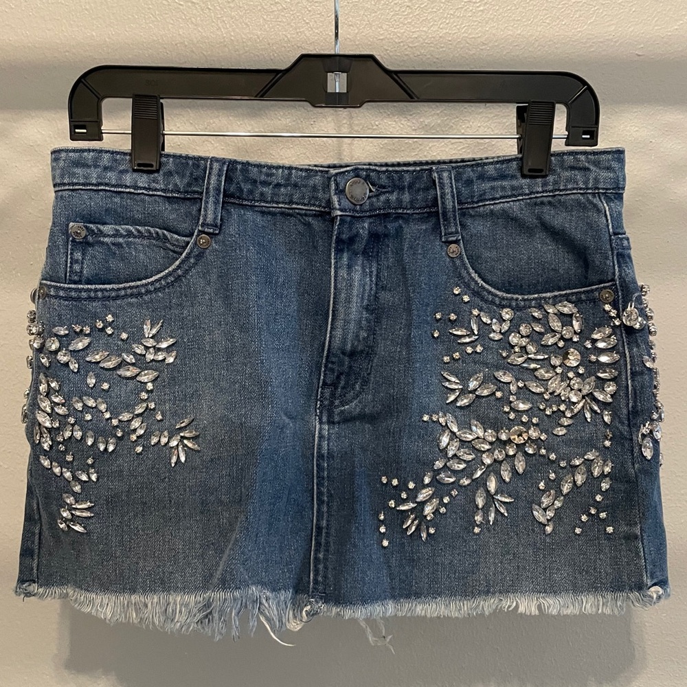 Free People Rhinestone Denim Skirt